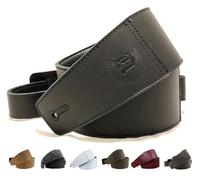 Anthology Gear "The Reticent Full Grain Leather Guitar Strap For Electric, Acoustic, and Bass Guitars (3", Carbon Black)