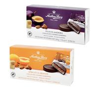 Anthon Berg Fruity Indulgence Marzipan Duo Bundle - 1 x Dark Chocolate Apricot in Brandy (220 g) & 1 x Dark Chocolate Plum in Madeira (220 g)