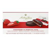 Anthon Berg - Marzipan Covered in Dark Chocolate - Strawberry & Sparkling Wine - Box of 220g - With a delicious jam of fresh fruits flavoured with Sparkling Wine.