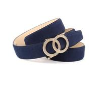 Anthoni Crown Women's Automatic Belt - Royal Blue Suede 3.5cm Wide Gold Two Ring Buckle Fully Adjustable Elegant Accessory for Everyday & Business, royal blue, 85