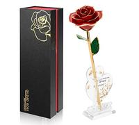 Anthonic Gold Dipped Infinity Rose Last Forever Flower Decor, Birthday Gift for Women in Her Birthday Valentines Day Mothers Day, Resin Preserved Rose | Anniversary Present for Mom (Red)