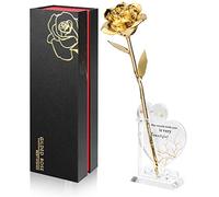 Anthonic Gold Dipped Rose Real 24K Gold Rose, Genuine One of a Kind Rose Hand Dipped in 24K Golden Roses Romantic Gifts for Women in Her Birthday Anniversary Valentines Day Mothers Day