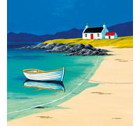 Anthony Barber Hebridean Fishermans Cottage Canvas Print Blue/green/cream (30Cm X 30Cm)
