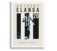 Anthony Elanga Newcastle United Signed Photo Poster Print Picture Display Framed Autograph Memorabilia for Football Fans Gift Sweden (A4 poster Only Grey)