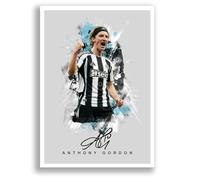Anthony Gordon Newcastle United Signed Photo Poster Print Picture Display Framed Autograph Memorabilia for Football Fans Gift England (A4 poster Only Grey)