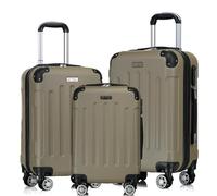 ANTHONY JACKSON 3 Piece ABS Luggage Set - Lightweight Suitcases with Spinner Wheels - 3 Different Sizes - TSA Lock - Hard Shell Travel Luggage for Men & Women, Khaki, 3 Of Set, Modern