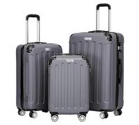 ANTHONY JACKSON 3 Piece ABS Luggage Set - Lightweight Suitcases with Spinner Wheels - 3 Different Sizes - TSA Lock - Hard Shell Travel Luggage for Men & Women, Antrasit, 3 Of Set, Modern