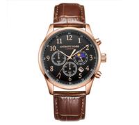 Anthony James Men's Hand Assembled Moonphase Chronograph Rose Black Watch Anthony James Black One Size