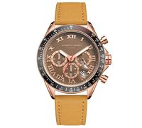 Anthony James Tachymeter Turbo Wrist Watches Men - Stainless Steel Back, Analogue, Leather Strap, Hand Assembled, Water & Scratch Resistant Men's Watch - 5 Years Warranty, Gold Brown