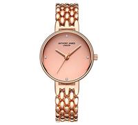 ANTHONY JAMES of London Ladies Belgravia | Women's Elegant Luxury Wrist Watches with Pink Dial, Rose Gold Case with Minimalistic Gold Steel Strap | Diamond Swarovski Crystal Inserts