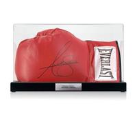 Anthony Joshua Signed Red Boxing Glove. In Display Case With Plaque