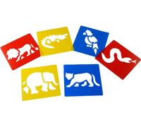 Anthony Peters Washable plastic stencils - Jungle animal themed - Pack of 6-15cm x15cm - Childrens arts and crafts