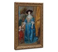 Anthony Van Dyck - Queen Henrietta Maria with Sir Jeffrey Hudson-1 Ornate Framed Canvas Wall Art Vintage Classic Painting Luxury Home Decor Piece20 L X 30" W