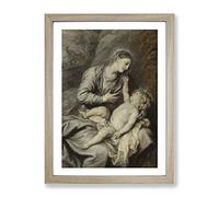Anthony Van Dyck Rest On The Flight Into Egypt Classic Painting Framed Wall Art Print, Ready to Hang Picture for Living Room Bedroom Home Office Décor, Oak A2 (64 x 46 cm)