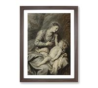 Anthony Van Dyck Rest On The Flight Into Egypt Classic Painting Framed Wall Art Print, Ready to Hang Picture for Living Room Bedroom Home Office Décor, Walnut A4 (34 x 25 cm)