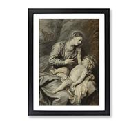 Anthony Van Dyck Rest On The Flight Into Egypt Classic Painting Framed Wall Art Print, Ready to Hang Picture for Living Room Bedroom Home Office Décor, Black A4 (34 x 25 cm)