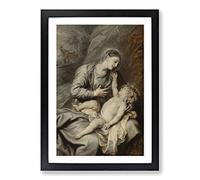 Anthony Van Dyck Rest on The Flight into Egypt Framed Print | A2 Oak Framed Wall Art | Ready to Hang | Modern Nature Picture | Living Room Bedroom Lounge Office