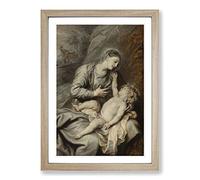 Anthony Van Dyck Rest on The Flight into Egypt Framed Print | A2 Oak Framed Wall Art | Ready to Hang | Modern Nature Picture | Living Room Bedroom Lounge Office