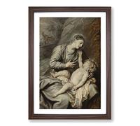 Anthony Van Dyck Rest on The Flight into Egypt Framed Print | A2 Walnut Framed Wall Art | Ready to Hang | Modern Nature Picture | Living Room Bedroom Lounge Office