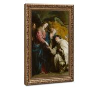 Anthony Van Dyck - The Vision of The Blessed Hermann Joseph-1 Ornate Gold Frame Canvas Wall Art Vintage Painting Reproduction for Home Decoration20 L X 30" W
