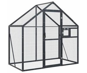 (anthracite, 1.79 x 1 x 1.85 m) vidaXL Aviary Outdoor Bird Cage Walk In Chicken Run Coop Silver Aluminium