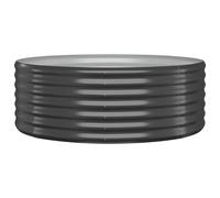 vidaXL Round Anthracite Planter - Powder-Coated Steel Raised Bed for Outdoor Gardens and Patios - 100x100x36 cm