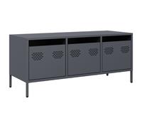 vidaXL 3 Drawer Anthracite Steel TV Cabinet - Size: 43.5 x 39 x 101.5cm - Grey - Wilko