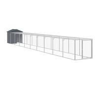 vidaXL Chicken Cage with Run Anthracite 117x1017x123 cm Galvanised Steel, Grey