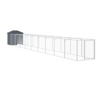 vidaXL Dog House with Roof Anthracite 117x1017x123 cm Galvanised Steel, Grey