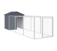 (anthracite, 117 x 405 x 123 cm) vidaXL Dog House with Run Dog Cage Pet Kennel Dog Kennel Galvanised Steel