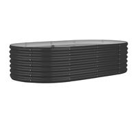 vidaXL Garden Raised Bed - Oval Anthracite Powder-Coated Steel Planter, 152x80x36 cm - Spacious & Durable for Outdoor Gardening