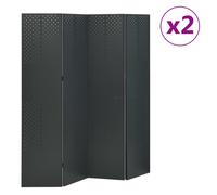 (anthracite, 160 x 180 cm/ 2 piece) vidaXL 2x 4-Panel Room Dividers Black Steel Privacy Screen Room Partition