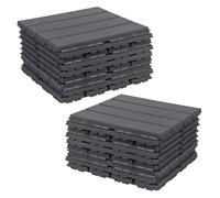 (Anthracite, 18) 9Pc Interlocking Plastic Garden Path Floor Tiles Decking Patio Grid Lawn 33x33cm