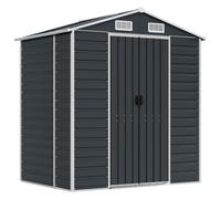 vidaXL Garden Shed Anthracite 191x130x198 cm Galvanised Steel, Black