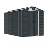 'vidaXL Garden Shed - Anthracite Galvanized Steel - Outdoor Storage for Garden Tools, Equipment and Furniture - 191x300x198 cm with Ventilation