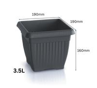 (Anthracite, 19cm) Square Flowerpot Planter Classic Terra Plant Pot Classic Grey Terracotta Square