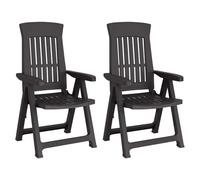 (Anthracite 2) Outdoor Foldable Plastic Garden Chair Patio Furniture With Adjustable Back