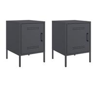 (anthracite, 2 pcs) vidaXL Bedside Cabinet Bedroom Nightstand Bed Side Table Bed Cabinet Steel