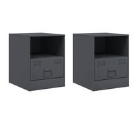 vidaXL Bedside Cabinets 2 pcs Anthracite 34.5x39x44 cm Steel