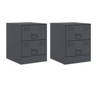 (anthracite, 2 pcs) vidaXL Bedside Cabinet Bedroom Nightstand Side Table Bed Cabinet Pink Steel