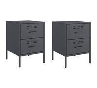 (anthracite, 2 pcs) vidaXL Bedside Cabinet Nightstand Bed Table Bed Cabinet Mustard Yellow Steel