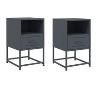 vidaXL Bedside Cabinets 2 pcs Anthracite 36x39x60.5 cm Steel - Black, Black
