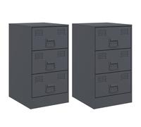 (anthracite, 2 pcs) vidaXL Bedside Cabinets Nightstand Bed Side Cabinet 2 pcs Mustard Yellow Steel