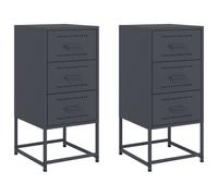 Vidaxl Bedside Cabinets 2 Pcs Anthracite 36X39X78 Cm Steel