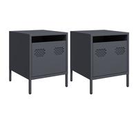 (anthracite, 2 pcs) vidaXL Bedside Cabinets Nightstand Side Table Bed Table Bed CabinetÂ Steel