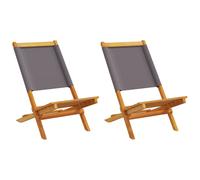 (anthracite, 2 pcs) vidaXL Folding Garden Chairs 6 pcs Chairs Cream White Fabric and Solid Wood