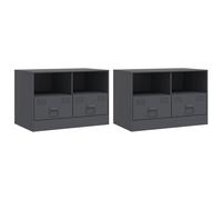 vidaXL TV Cabinets 2 pcs Anthracite 67x39x44 cm Steel - Black, Black
