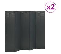 (anthracite, 200 x 180 cm/ 2 piece) vidaXL 2x 4-Panel Room Dividers Black Steel Privacy Screen Room Partition