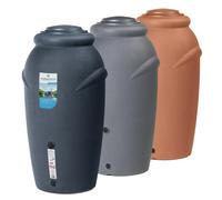 (Anthracite, 210L) Rainwater Tank Water Butt Plastic Container with connection Kit 210L 360L 440L