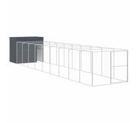 (anthracite, 214 x 1069 x 181 cm) vidaXL Dog House Dog Kennel with Run Dog Cage Light Grey Galvanised Steel